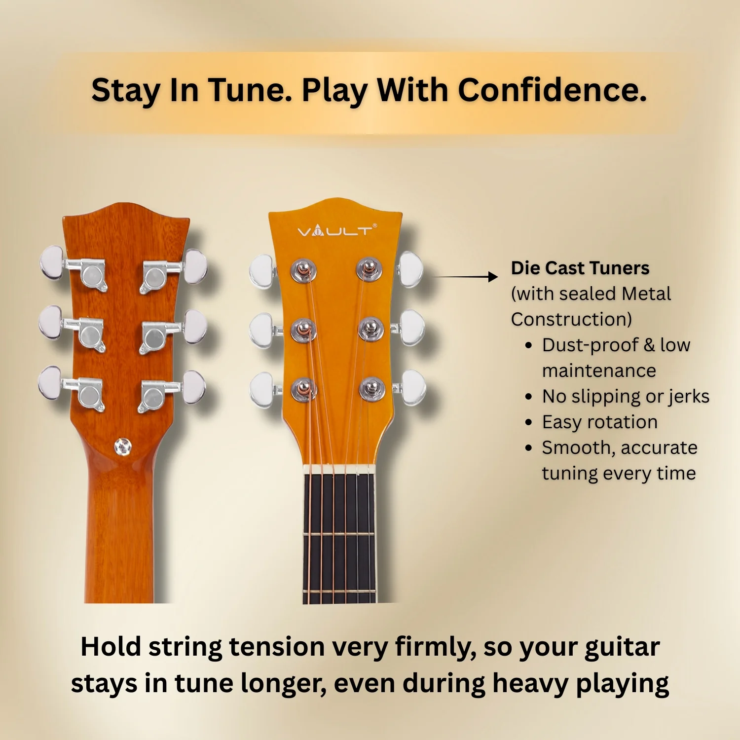 Vault EA20 Guitar Kit with Learn to Play Ebook, Bag, Strings, Straps, Picks, String winder & Polishing Cloth - 40 inch Cutaway Acoustic Guitar - Image 56