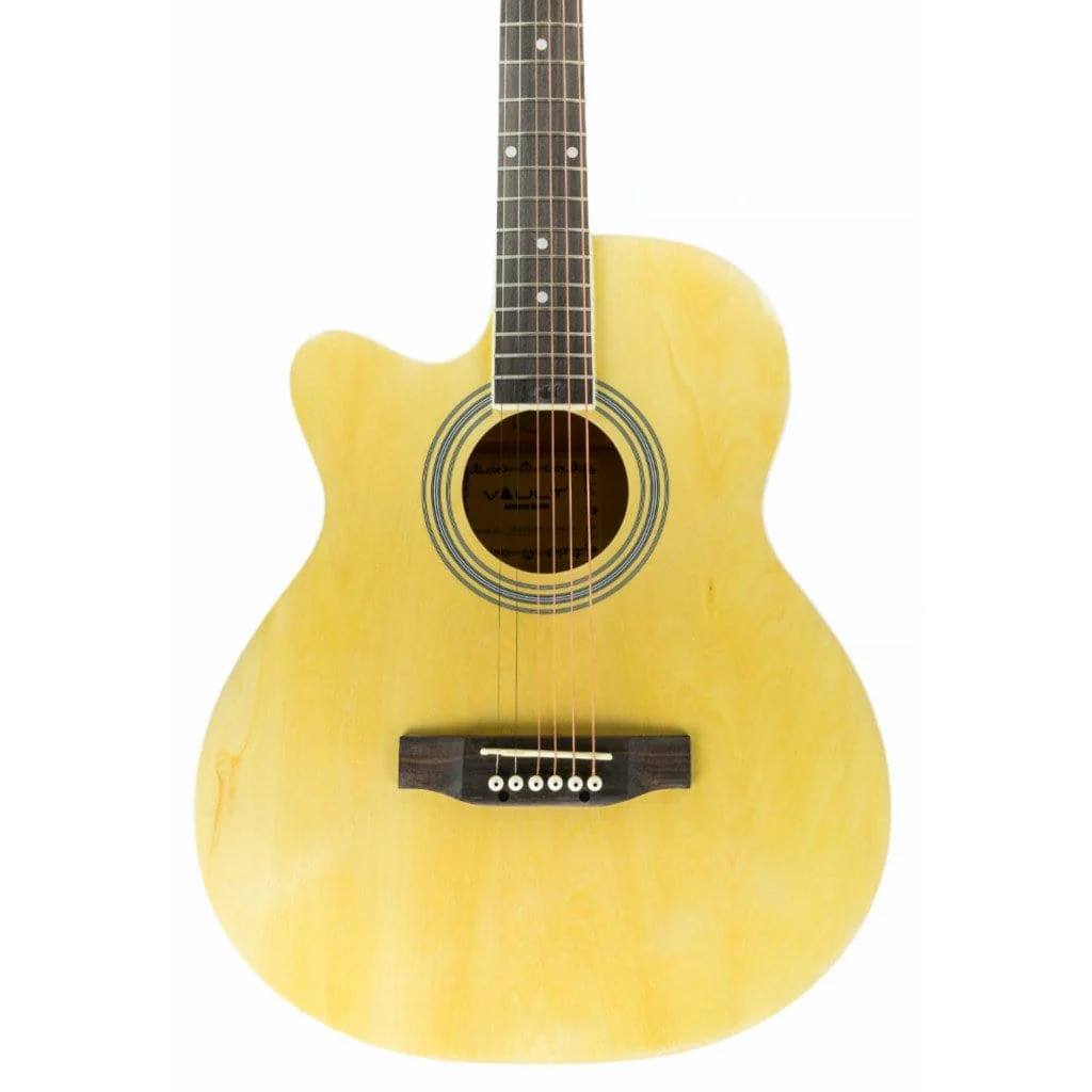 Vault EA20 Learn to Play Guitar Kit with Ebook, Bag, Strings, Straps, Picks, String winder & Polishing Cloth - 40 inch Cutaway Acoustic Guitar - Left Handed - Open Box - Image 2