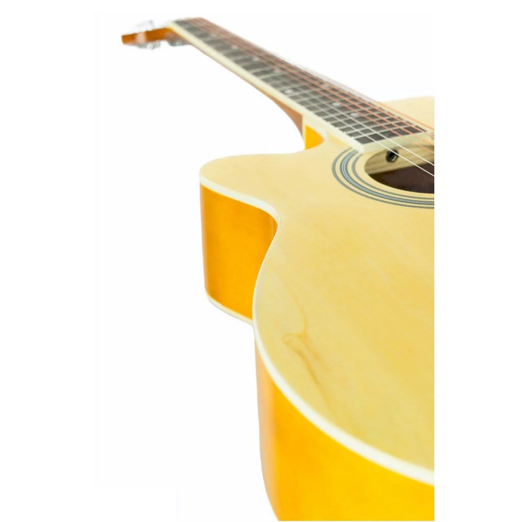 Vault EA20 Learn to Play Guitar Kit with Ebook, Bag, Strings, Straps, Picks, String winder & Polishing Cloth - 40 inch Cutaway Acoustic Guitar - Left Handed - Open Box - Image 6