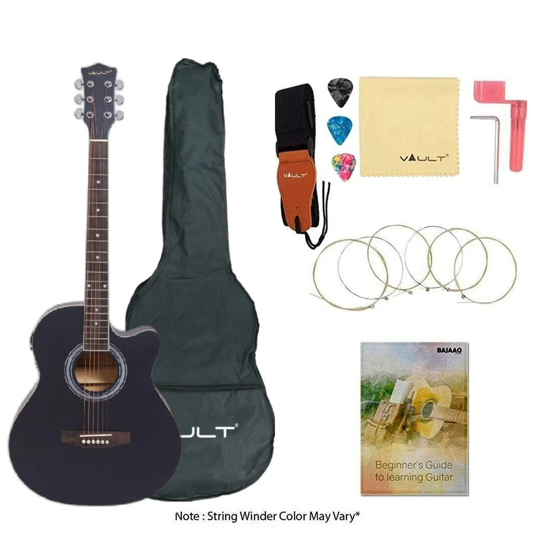 Vault EA20CE 40 Inch Cutaway Electro Acoustic Guitar With Bag, Strings, Straps, Picks, String Winder, Polishing Cloth & Ebook - Image 17