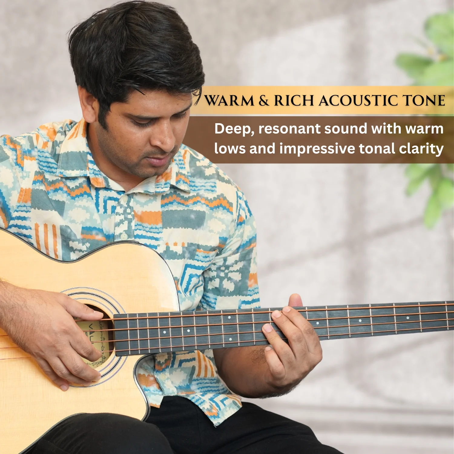 Vault EB40CE 4 String Solid-Top Acoustic Bass Guitar With EQ and Padded Gigbag - 34" Long Scale Length  - Open Box - Image 4