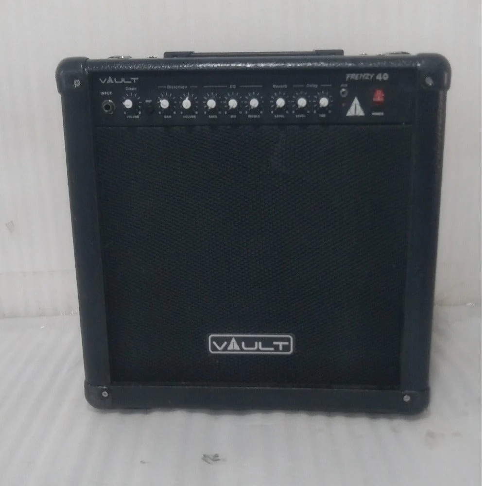 Vault Frenzy 40 Watt Combo Guitar Amplifier with Analog Distortion, Reverb & Delay All Playable Together - Open Box B Stock