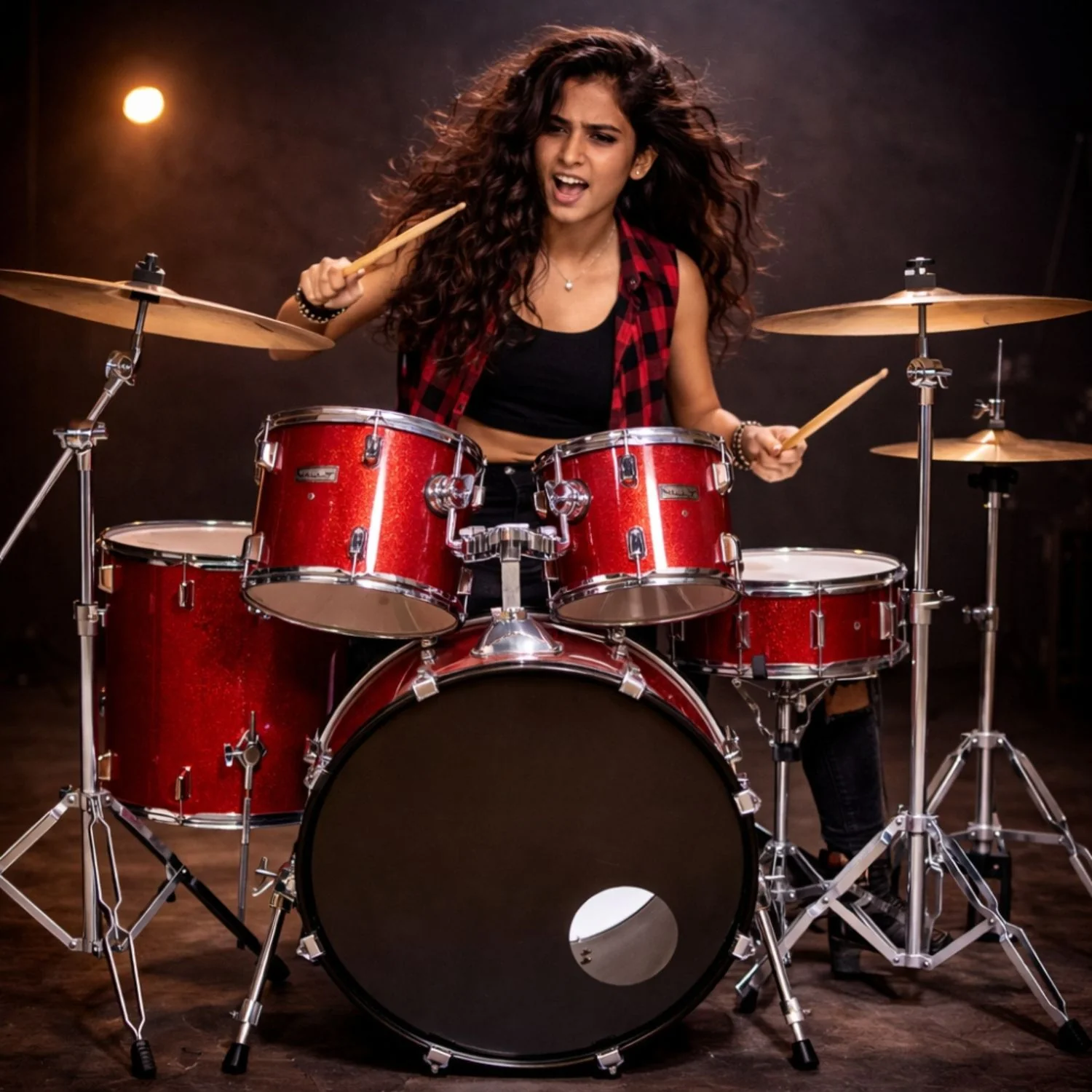 Vault Groover 22" 5-Piece Acoustic Drum Kit with Hardware, Cymbals & Throne - Image 22