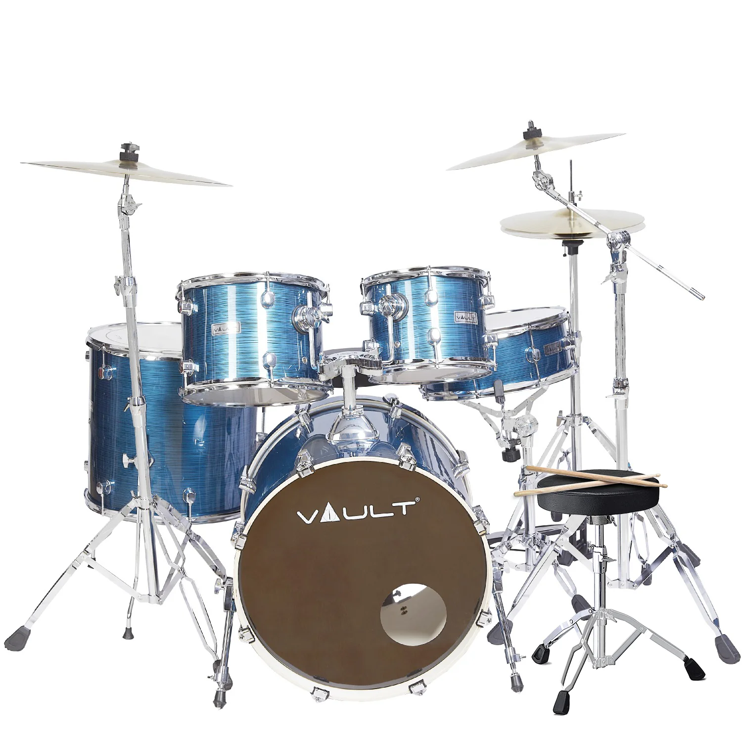Vault Groover Plus 5-Piece Acoustic Drum Kit with Hardware, Cymbals & Throne - Image 18