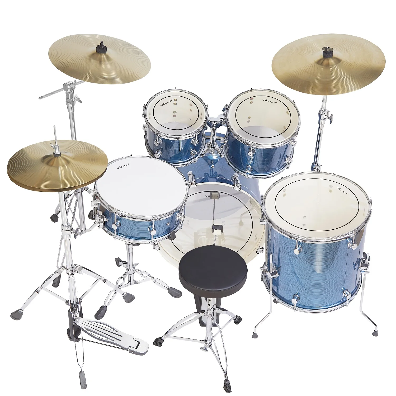 Vault Groover Plus 5-Piece Acoustic Drum Kit with Hardware, Cymbals & Throne - Image 28