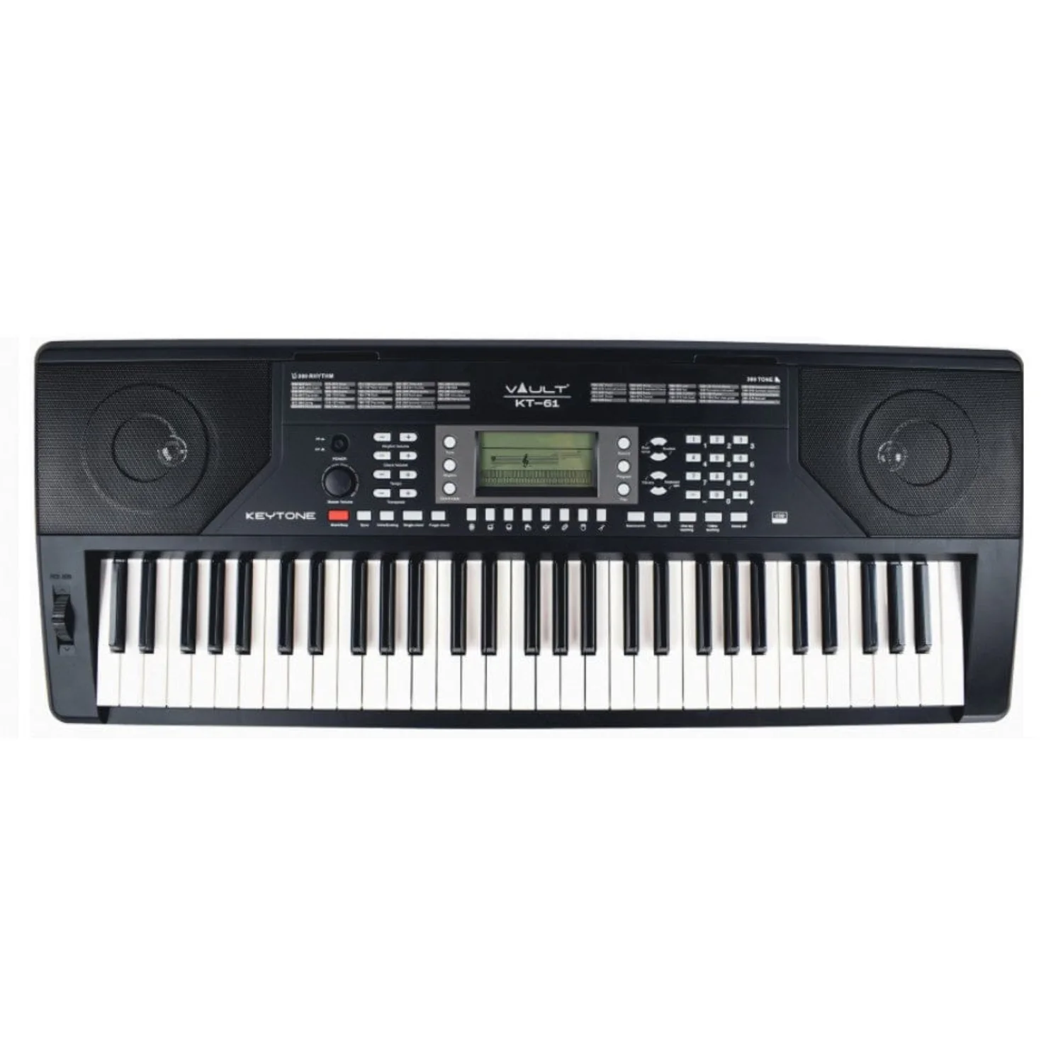 Vault KT-61 Keytone Touch Sensitive 61-Key Keyboard - Black with Vault Buds Duo Dual Driver Earphones - Image 2