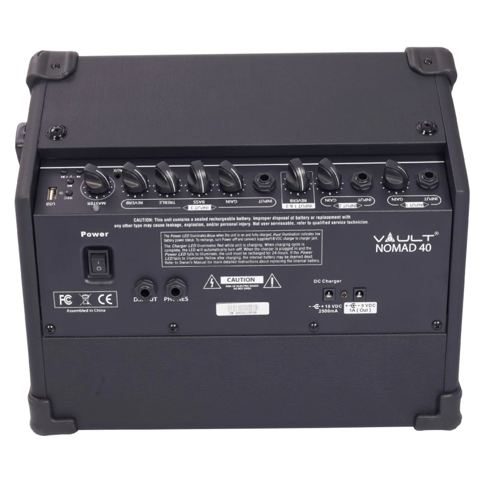 Vault Nomad 40 Forty-Watt Battery Powered Portable 3-Channel Multi Instrument and Vocals Amplifier - Image 4