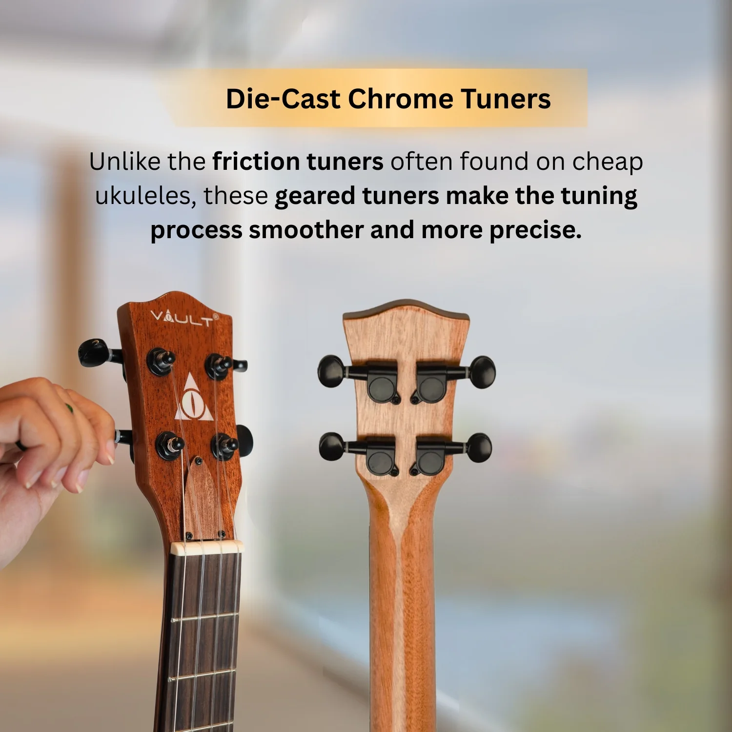 Vault Performer Pro 24" All Solid Mahogany Premium Concert Ukulele with Gigbag - Image 9