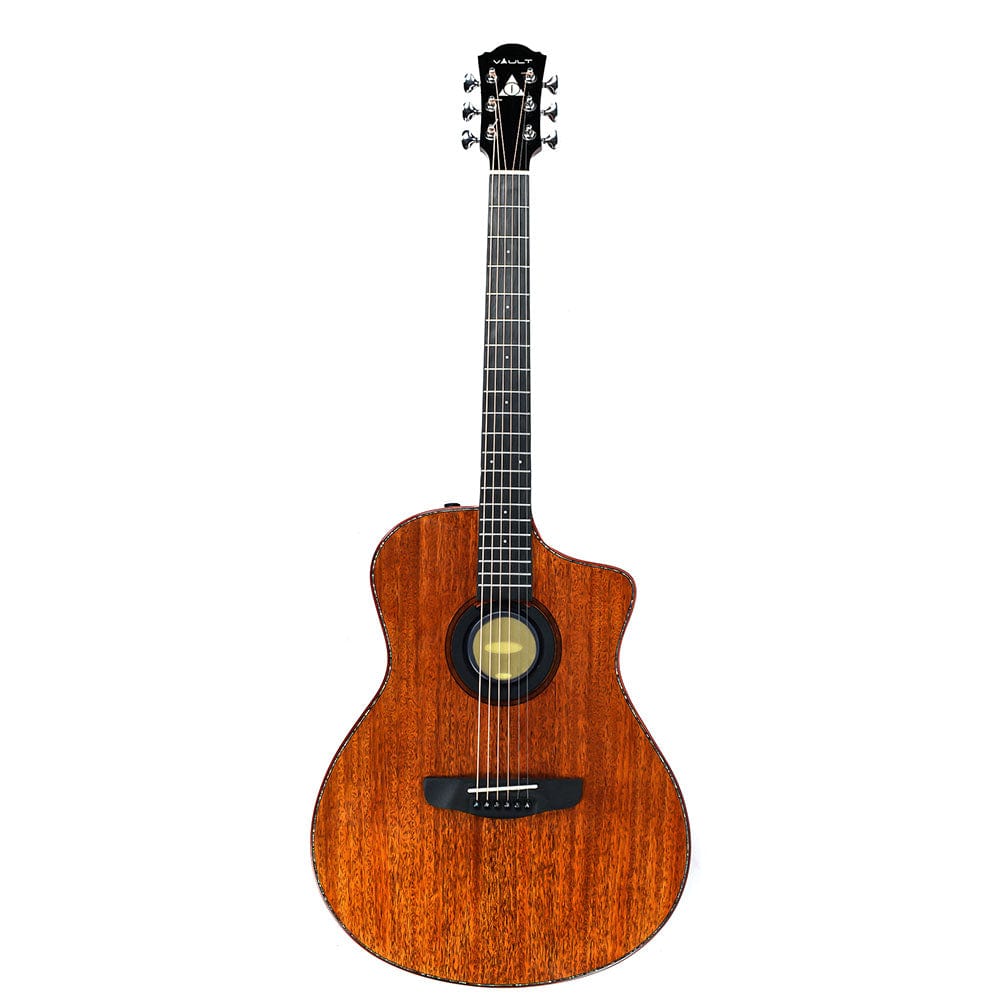 Vault Performer Pro All Solid Mahogany Premium Electro Acoustic Guitar With Paded Gigbag - Image 16