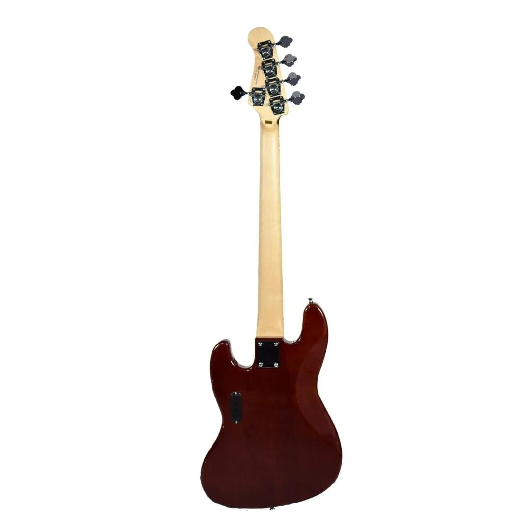 Vault Performer Pro JB4 String Electric Bass Guitar with Gigbag - High Gloss Solid Mahogany - Image 15