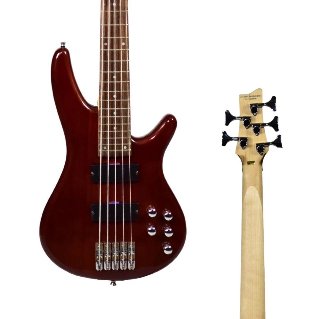 Vault Performer Pro RB4 Four String Electric Bass Guitar with Gigbag - High Gloss Solid Mahogany - Image 12