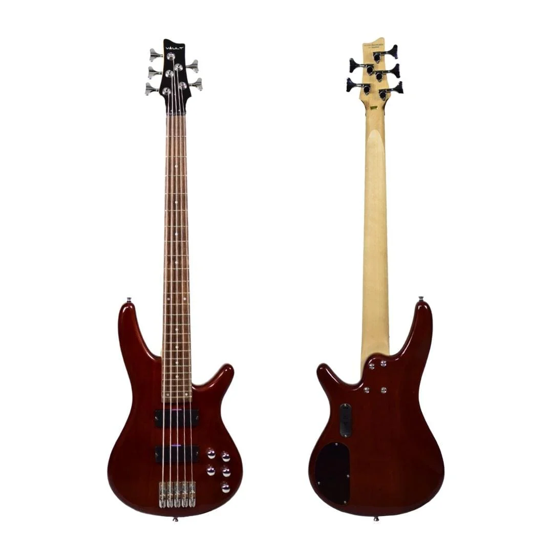 Vault Performer Pro RB4 Four String Electric Bass Guitar with Gigbag - High Gloss Solid Mahogany - Image 15