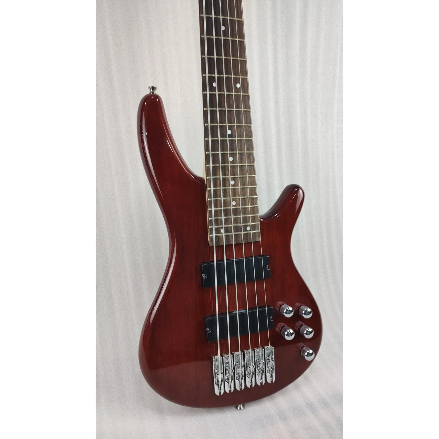 Vault Performer Pro RB6 Six String Electric Bass Guitar - High Gloss Solid Mahogany - Open Box - Image 2