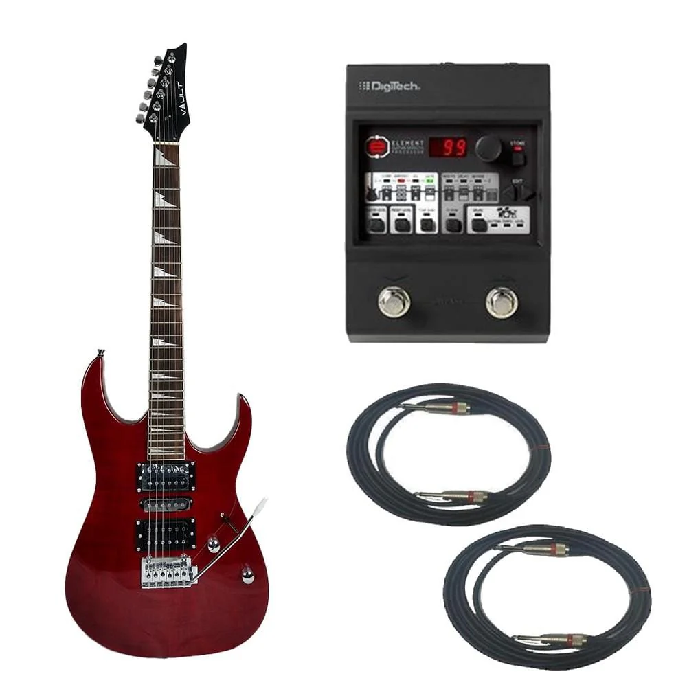 Vault RG1RW Soloist Style Electric Guitar With Digitech Element Guitar Processor Bundle - Image 16