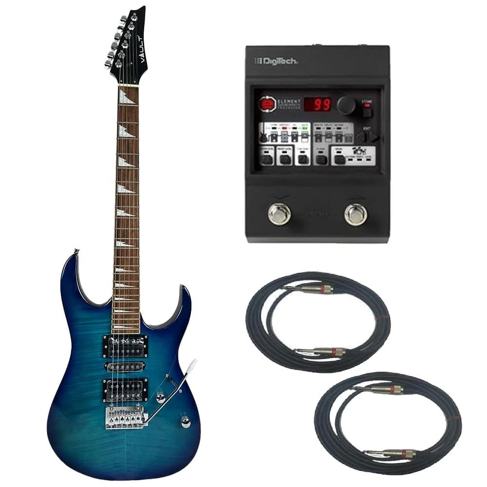 Vault RG1RW Soloist Style Electric Guitar With Digitech Element Guitar Processor Bundle - Image 6