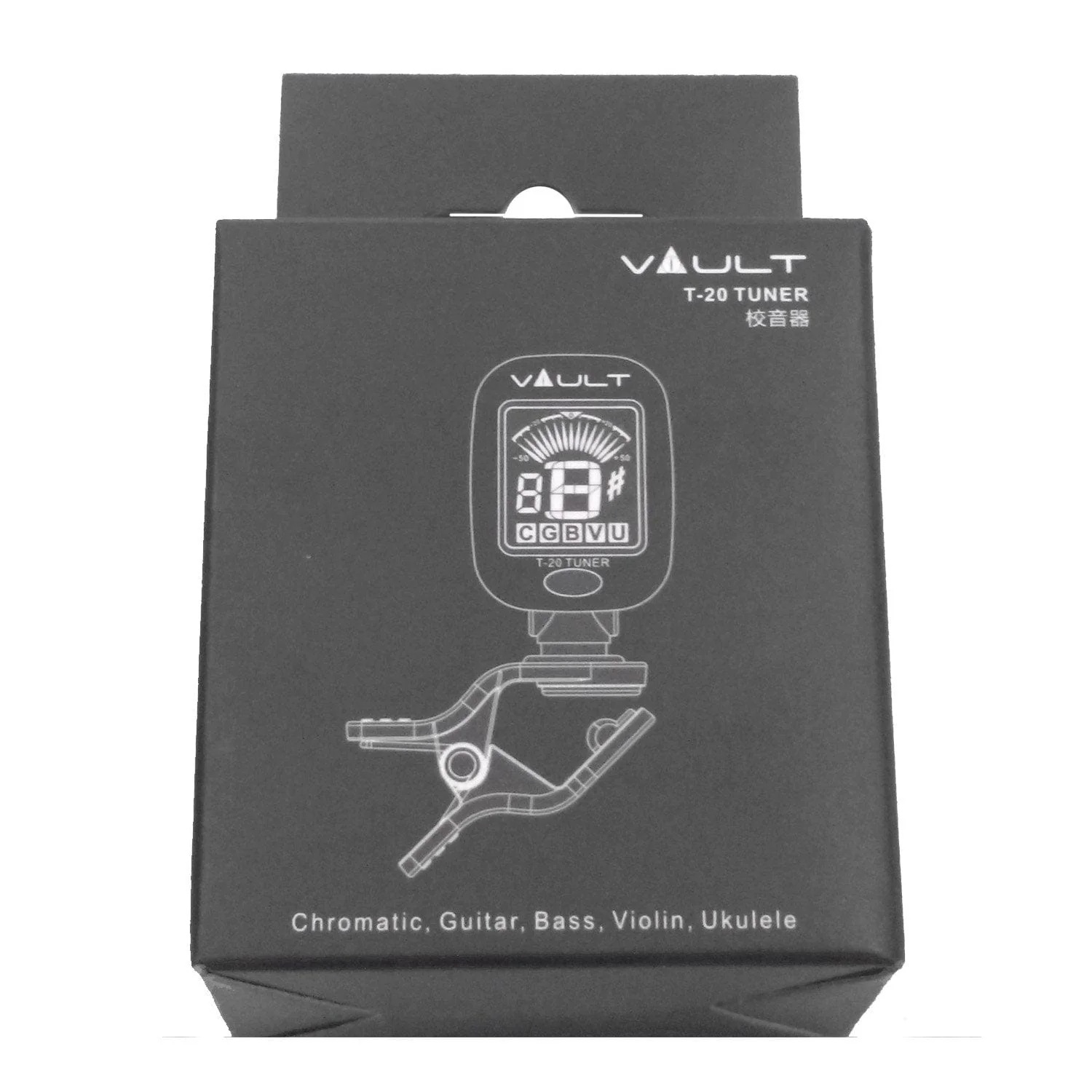 Vault T-20 Clip-On Guitar Tuner - Black - Image 5