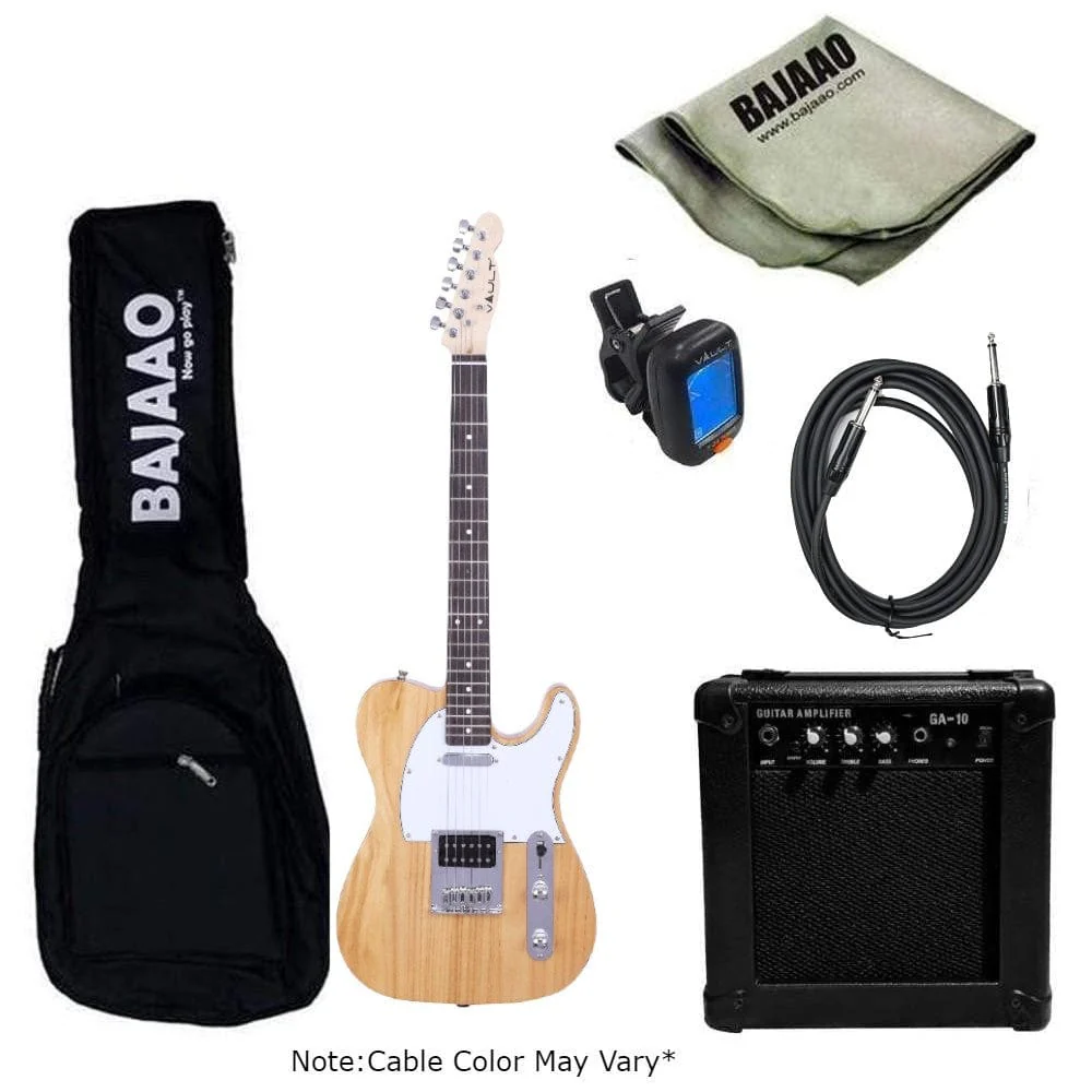 Vault TL1 Tele Style Electric Guitar with Gigbag, Amplifier, Tuner, Cable, Polishing Cloth & Ebook - Image 11