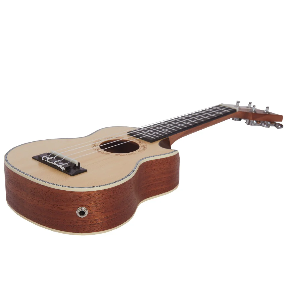 Vault UK-1000SCE 21-Inch Solid Spruce Top Premium Semi Cutaway Electro-Acoustic Soprano Ukulele - Image 6