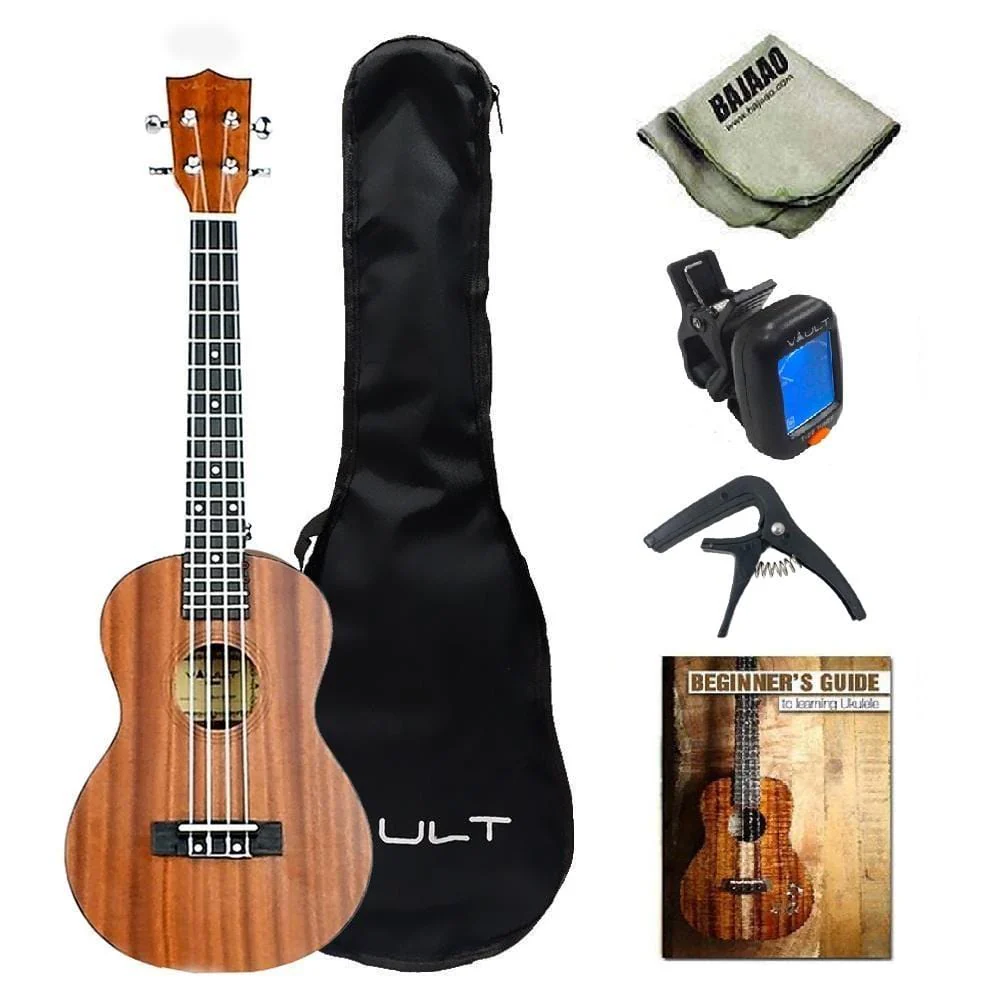 Vault UK-100T 26 Inch Tenor Arched Back Ukulele With Gig Bag, Tuner, Capo, Polishing Cloth & Ebook
