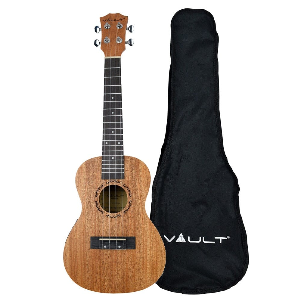 Vault UK-2000CCE 23-Inch Solid Mahogany Top Premium Electro-Acoustic Concert Ukulele With EQ & Gigbag