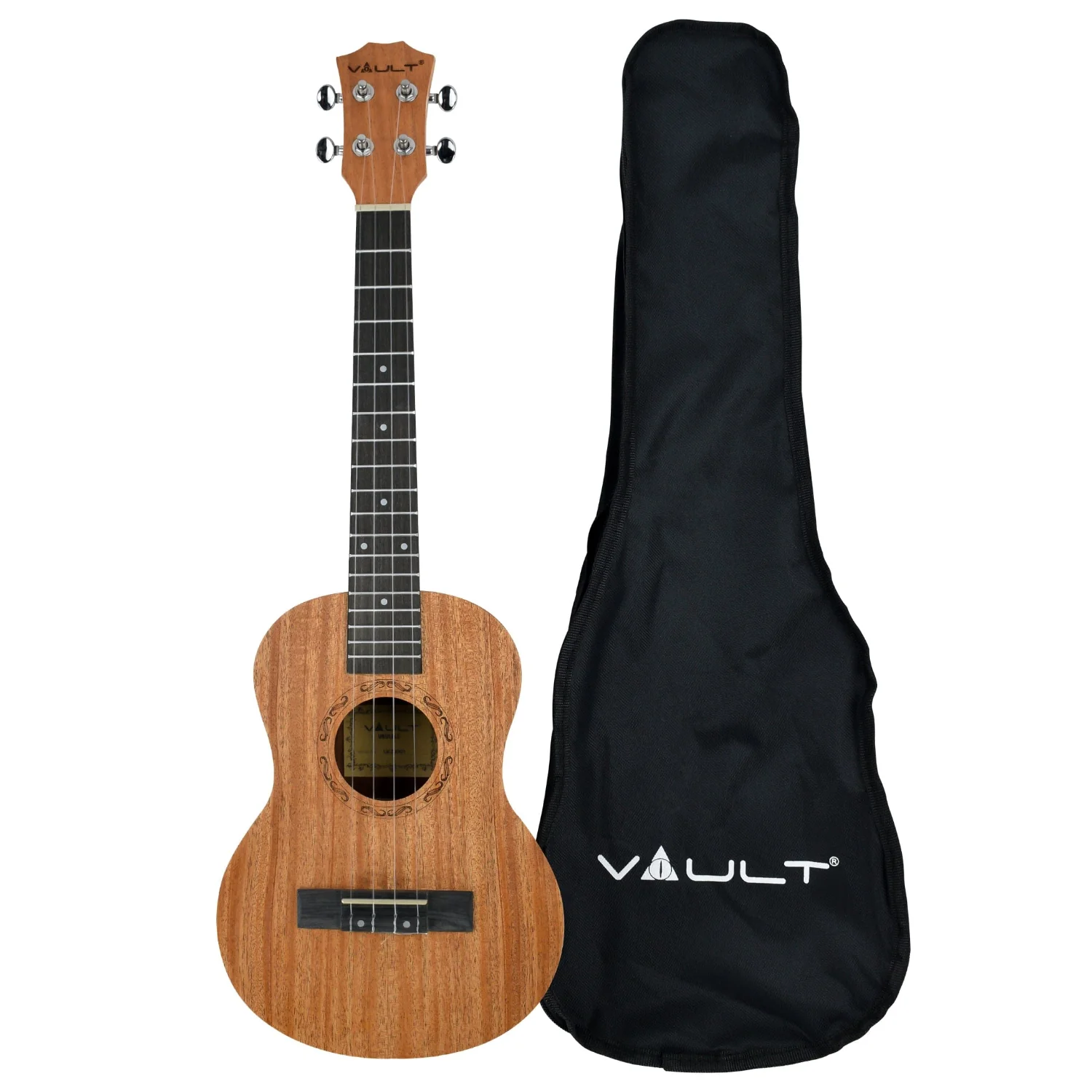 Vault UK-2000T 26-Inch Solid Mahogany Top Premium Tenor Ukulele With Gigbag with Vault Play True Wireless Earbuds - Image 18