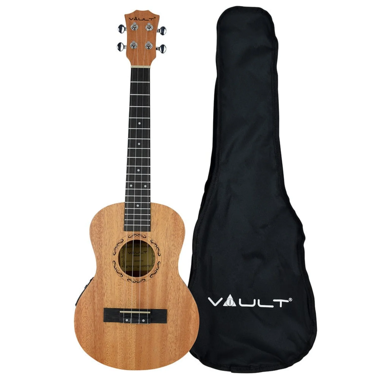 Vault UK-2000T 26-Inch Solid Mahogany Top Premium Tenor Ukulele With Gigbag with Vault Play True Wireless Earbuds - Image 2