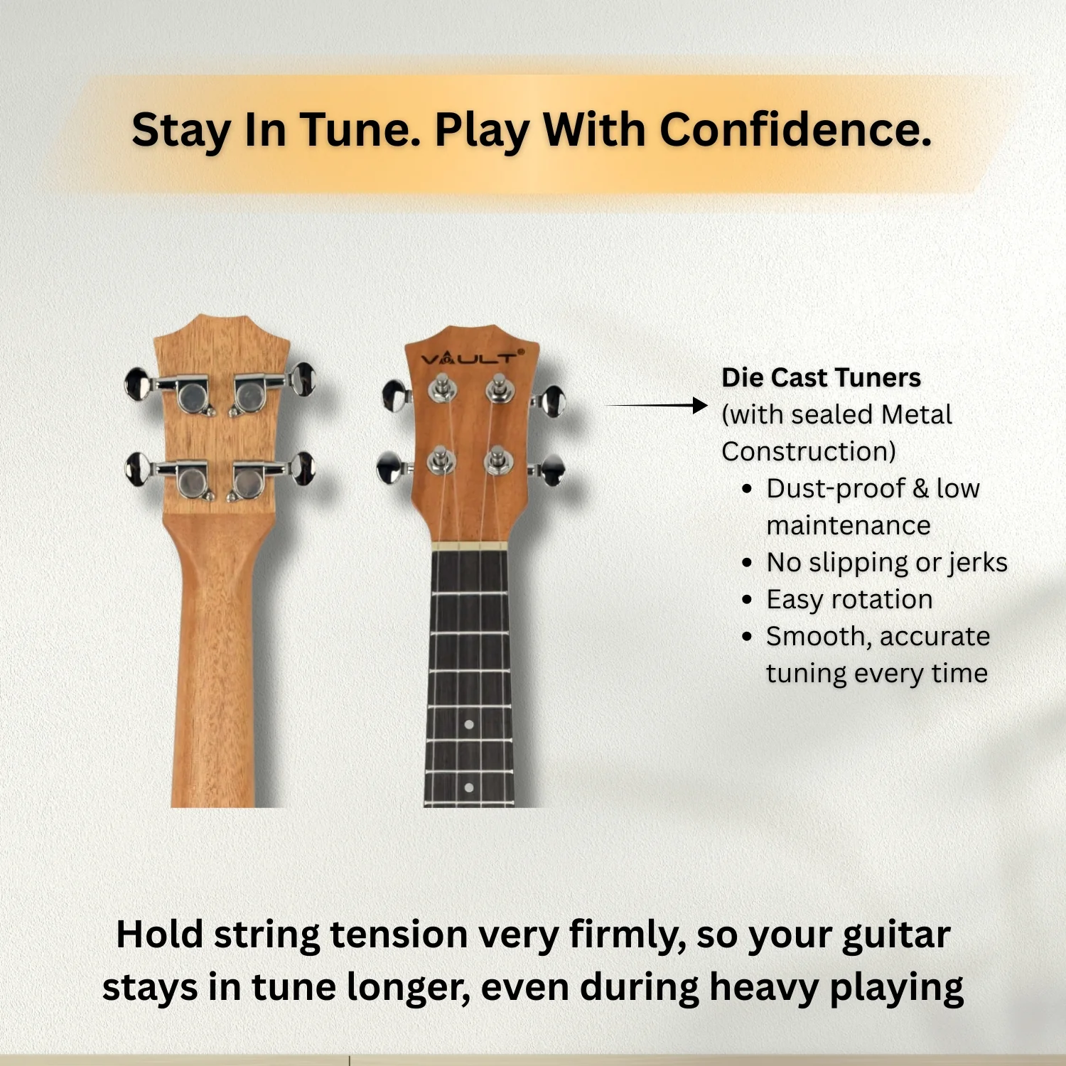 Vault UK-2000TCE 26-Inch Solid Mahogany Top Premium Electro-Acoustic Tenor Ukulele With EQ & Gigbag - Image 11