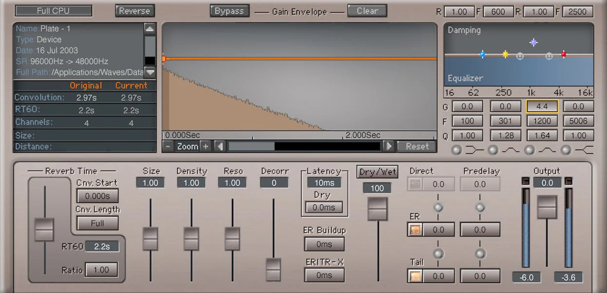 Waves IR1 Convolution Reverb: Convolution Reverb Plugin