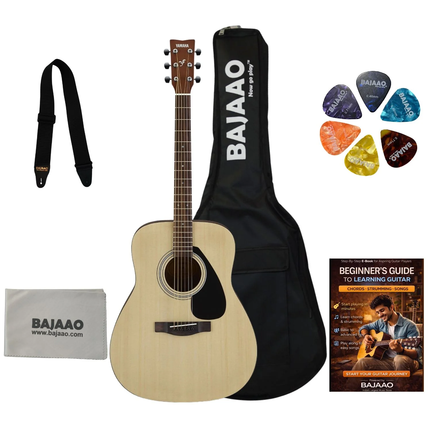 Yamaha F280 40 Inch Acoustic Guitar With Strap, Polishing Cloth, Picks & E-book - Image 14