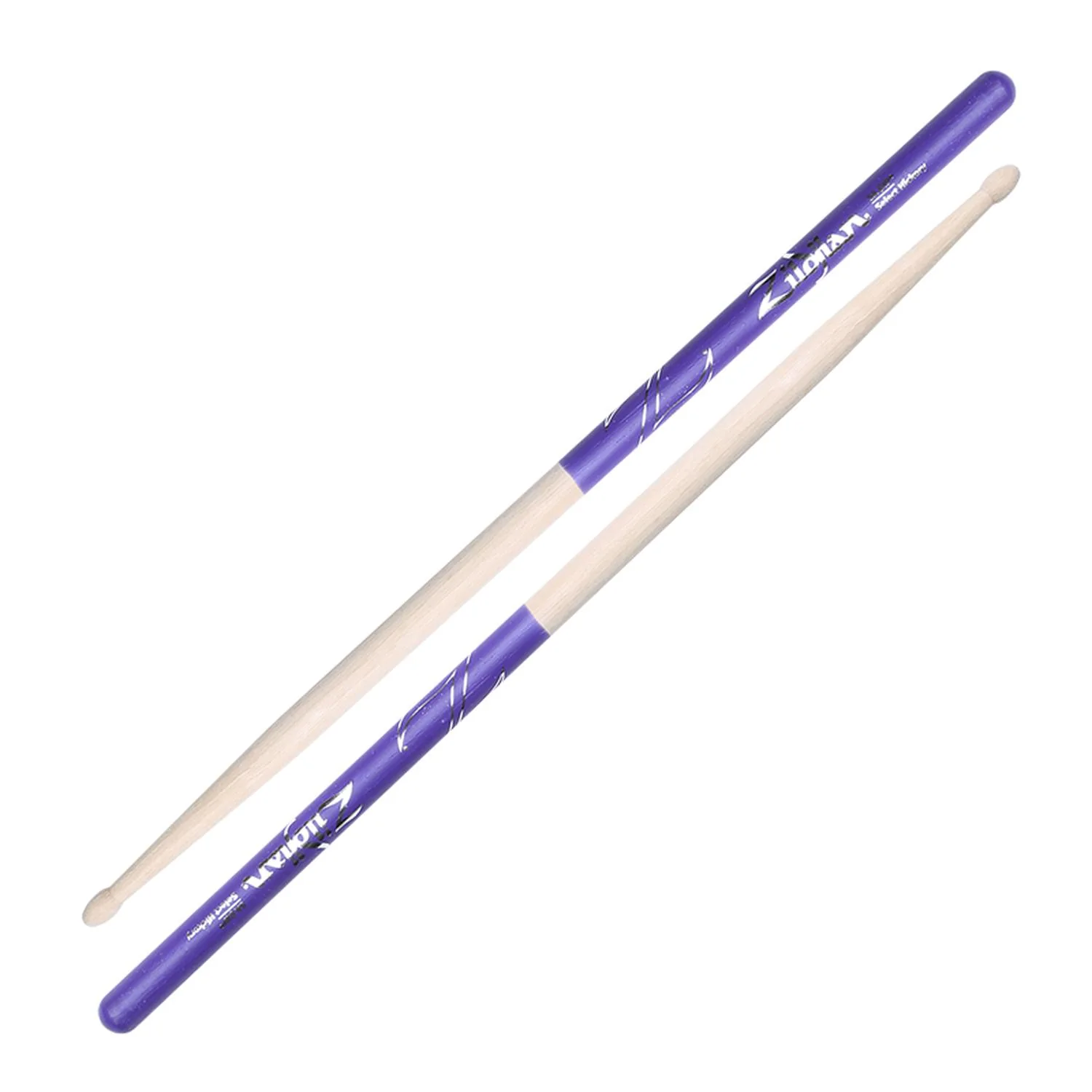 Zildjian Z5ADP Wood Tip Hickory Drumsticks - Purple Dip - 5A